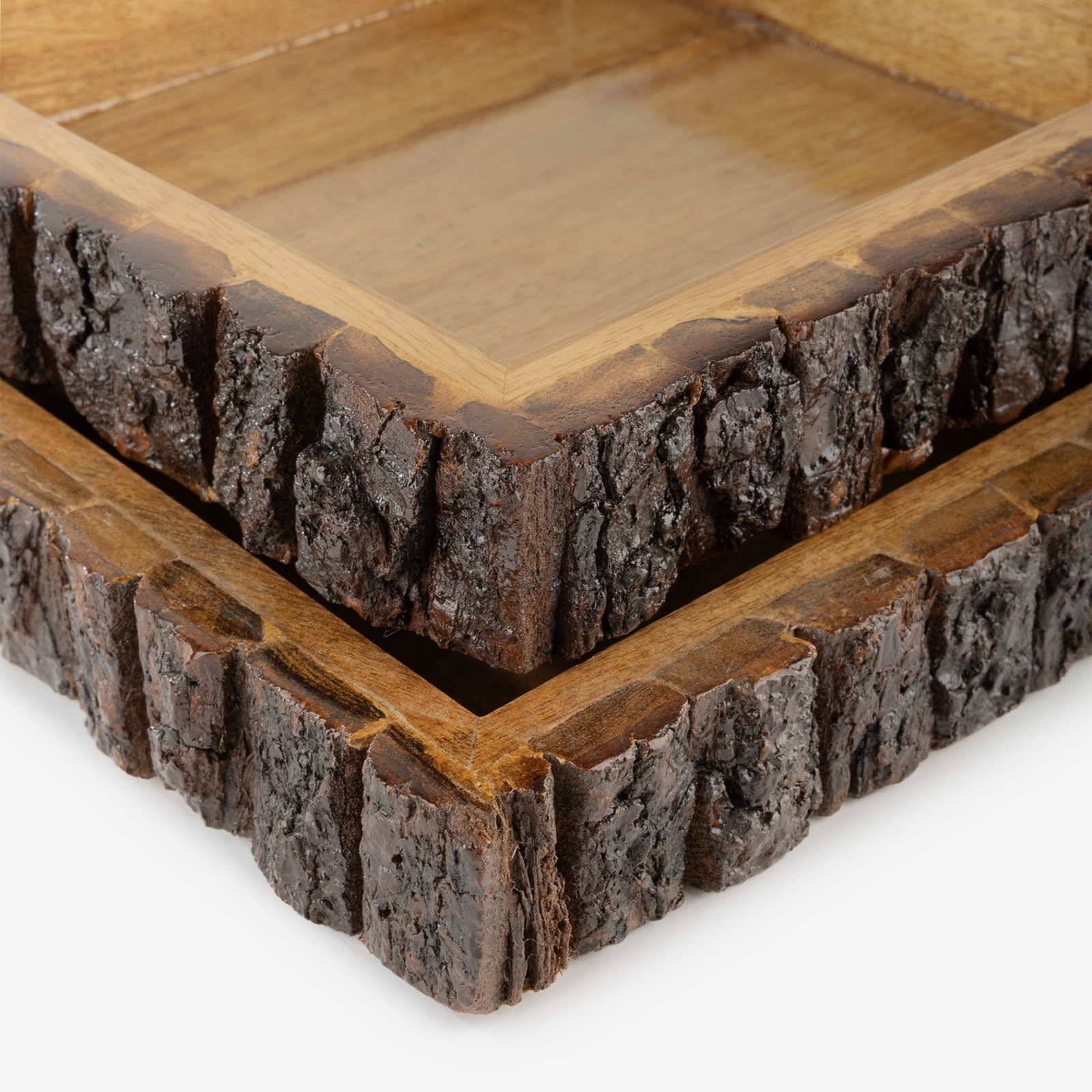 Wooden Square Bark Tray