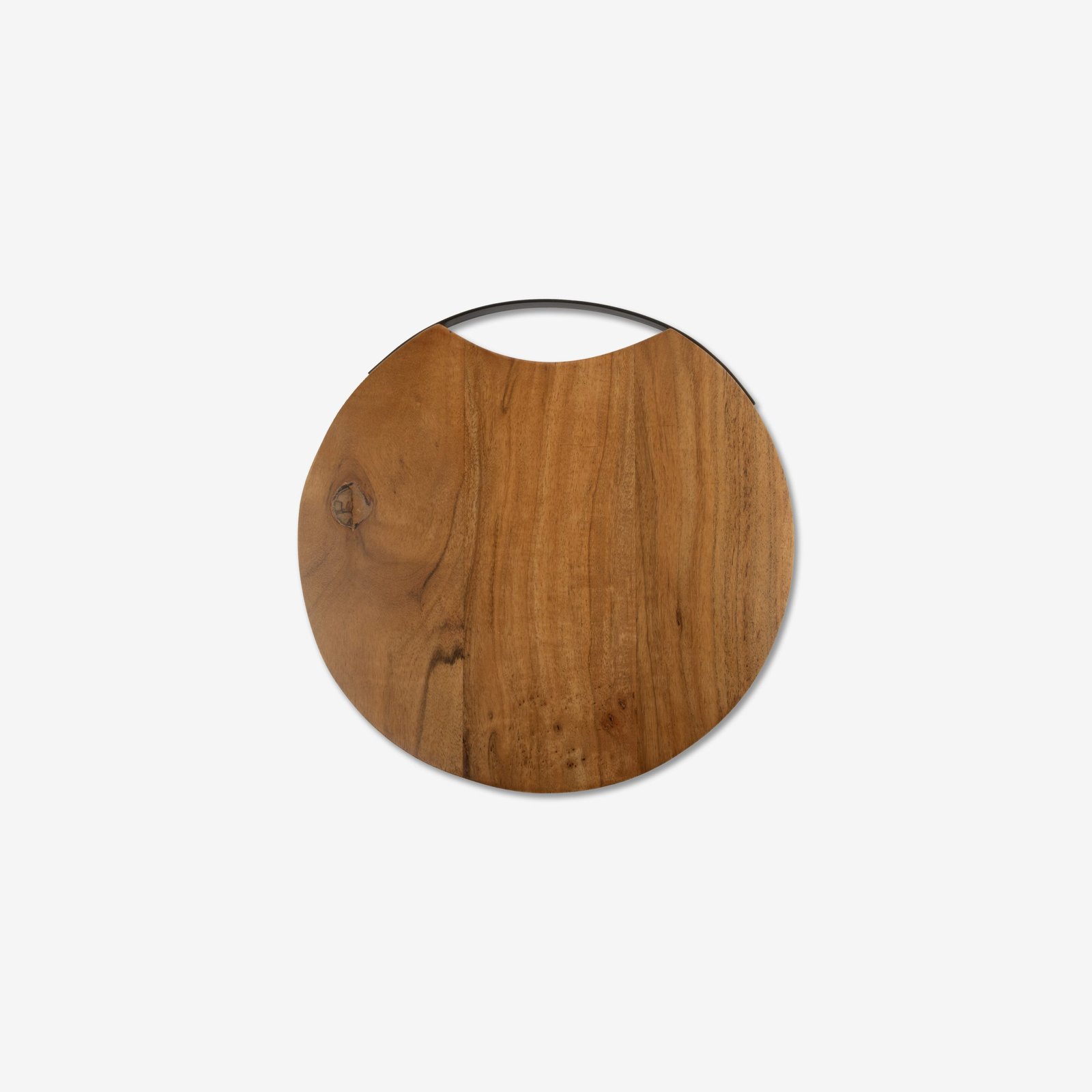 Round Wooden Tray (Metal Grip)